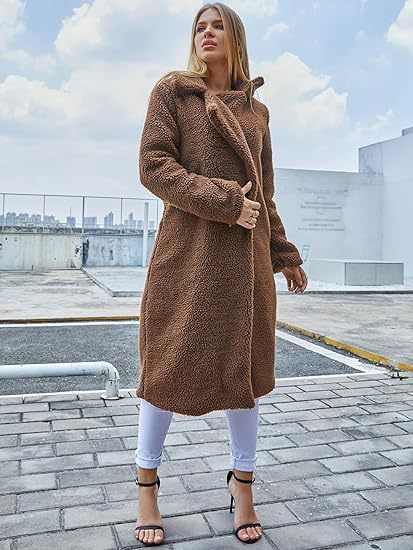 Abrigo largo de mujer en terciopelo de doble cara para invierno_voghion.com