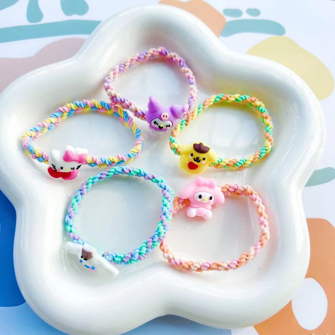 Niños Kuromi elástico Sanliou joyas para el cabello niñas lindas dibujos animados anillo para el cabello niñas atado cabello cuerda al por mayor