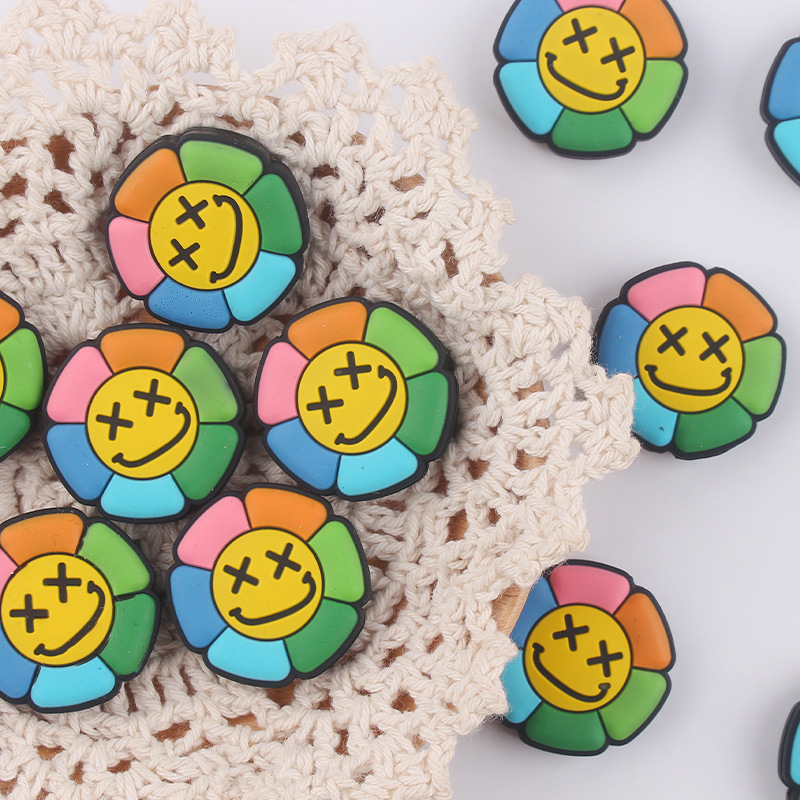 Nuevos bebés dibujos animados flores de sol creativas DIY bebé silicona molars tetina accesorios de cadena