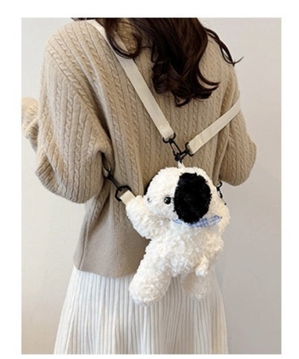 612g Weight Nylon Lining Material Zipper Closure Type Double Shoulder Straps Strap Type Casual, Shopping Occasion Plush Material Women's Backpack Backpack little bear, Dog, Sheep Pattern All Seasons Season Women's Gender Cute Style Cylindrical Shape Little Bear Dog Sheep Casual Shopping Women's Backpack 16