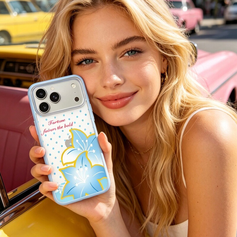 Y2K Polka Dot Lily Flower Apple Phone Case Suitable for Iphone17/16Pro Personalized Skin-Feel Case 15/14 Cartoon