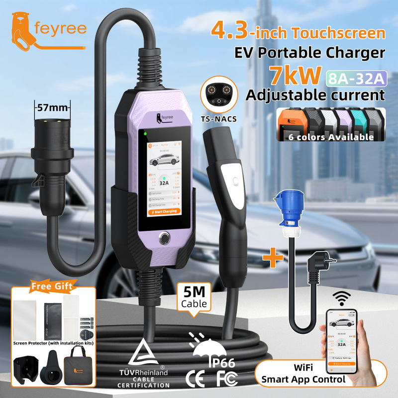 Tesla Standard 7Kw Touch Screen with App New Energy Vehicle Charger Home Car Charger Ac Portable Charging Gun Tesla Standard 7Kw Touch Screen with App New Energy Vehicle Charger Home Car Charger Ac Portable Charging Gun