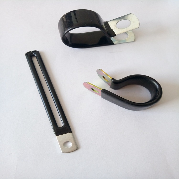 镀锌全包胶管夹 浸塑P型油管卡Φ25mm供应