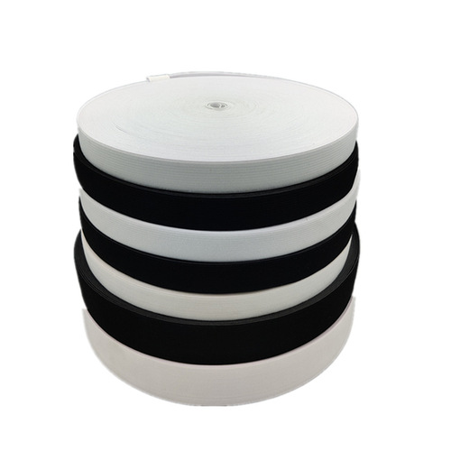 Thick elastic black and white flat narrow belt with rubber band, high elasticity, 2cm genuine item