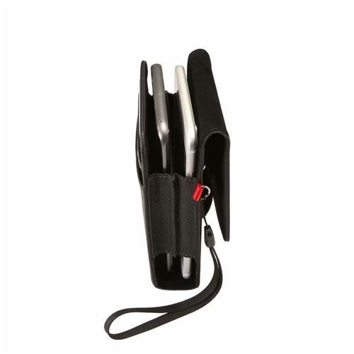 Vertical large screen double-layer phone waist bag for men, with belt waist bag, horizontal elderly dual-grid leather case outdoor sports bag