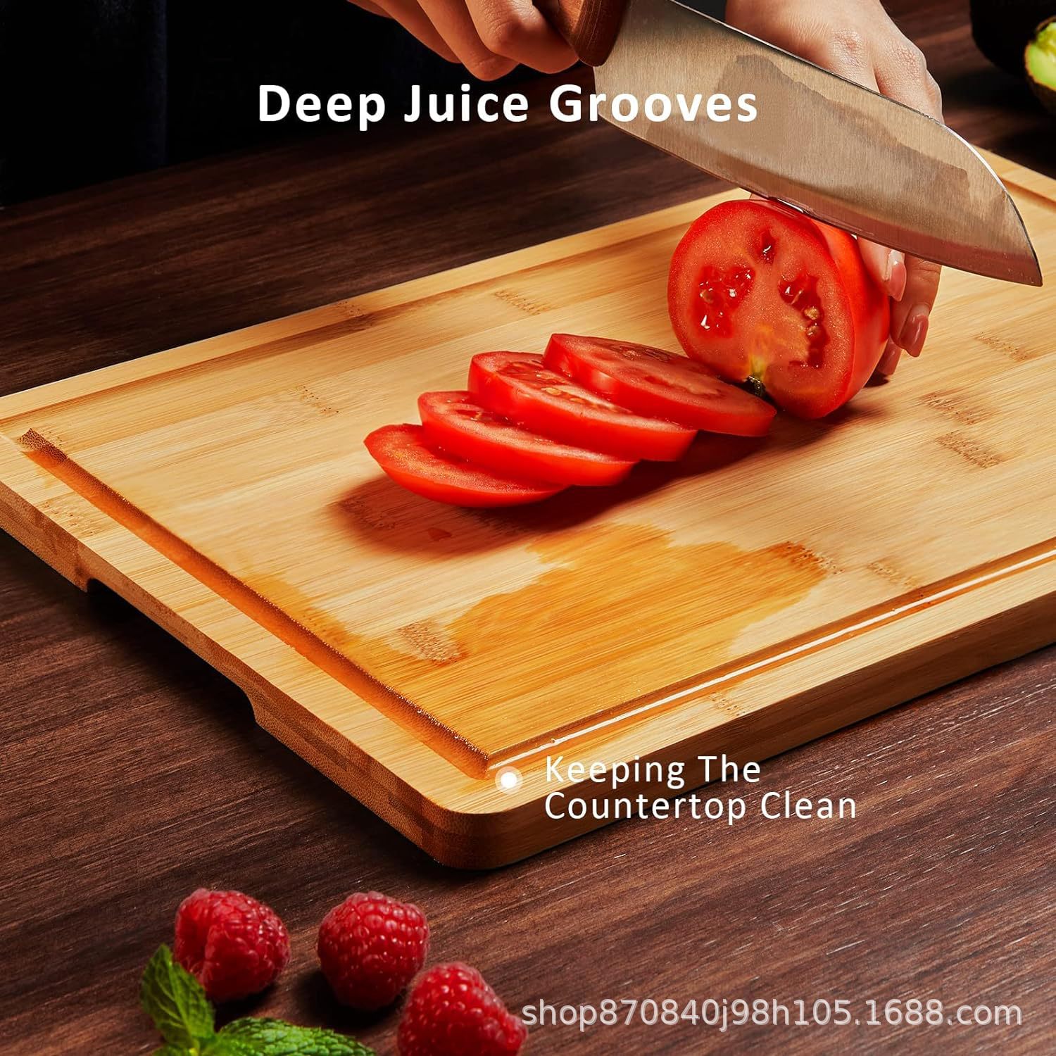 Junta de madera de bambú de tres piezas, tablero de corte de madera, tablero de corte de madera, tablero de corte de cocina con fregadero, tablero de filete