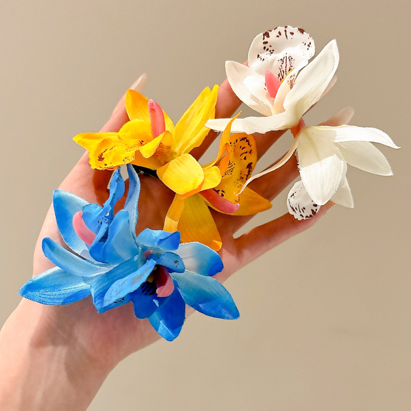 Super inmortal puro deseo mariposa orquídea Liuhai clip de flores para el cabello de la mujer atmósfera superior vacaciones en el mar fotos clip de flores para el cabello