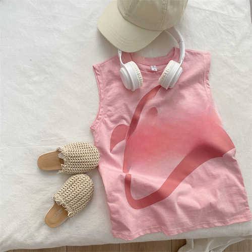 Summer Girls Dress Baby Trendy Children Personality Streetwear Korean Style Letter Pink Princess Backless Dress