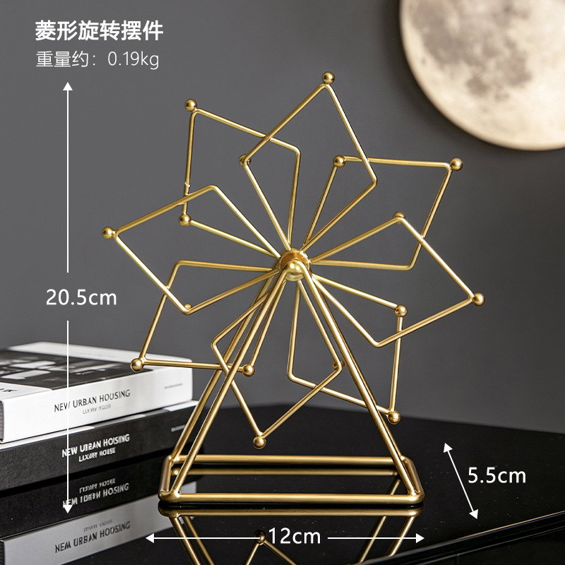 Golden rhombus ferris wheel rotating ornament