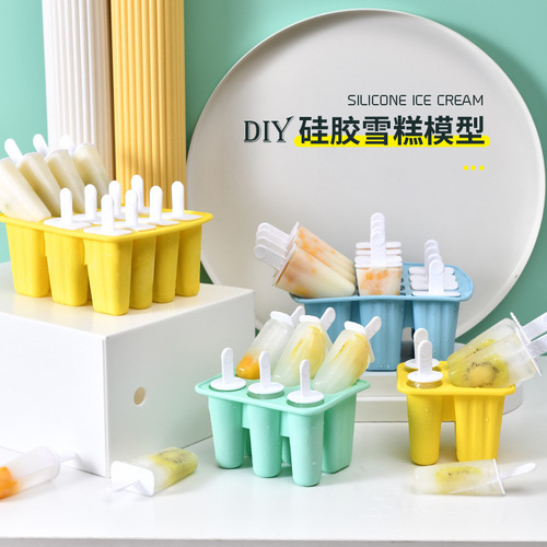 New Platinum Silicone Popsicle Mold Children's Cute DIY Ice Tray Cartoon Popsicle Mold Ice Cream Mold Ice Tray