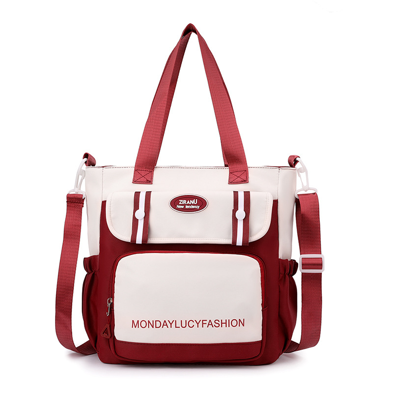 Bolso de estudiante de color de contraste ins japonés bolso de matrícula bolso de mensajero de lona estudiante de secundaria bolso de clase de gran capacidad femenino