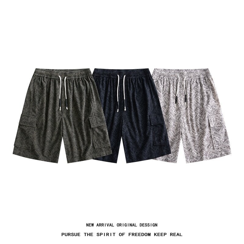 Tie-Dye Sports Style Shorts for Men, American High Street Large Size Outer Wear Beach Pants, Handsome Basketball Knee-Length Pants