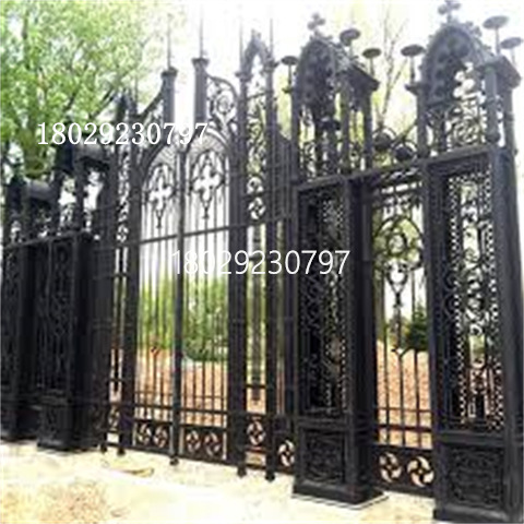 European-style iron entrance door inlaid stained glass villa courtyard art glass iron door Foshan manufacturer