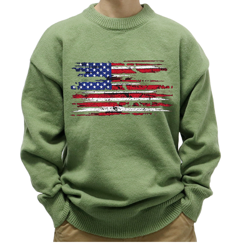 New Men's European Autumn Winter Loose Knitted Sweaters Y2K Style Printed Pullover Sweaters for Men Tops_voghion.com