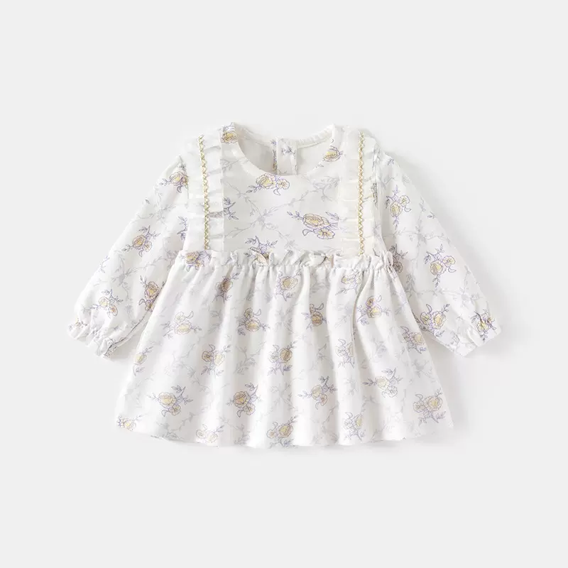 女宝宝裙子连体裙开衫罩衣上衣公主碎花裙连体裙洋气女童可爱春秋