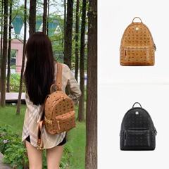 新款MC双肩包男女背包书包侧面铆钉电脑包大容量旅行包妈咪包百搭