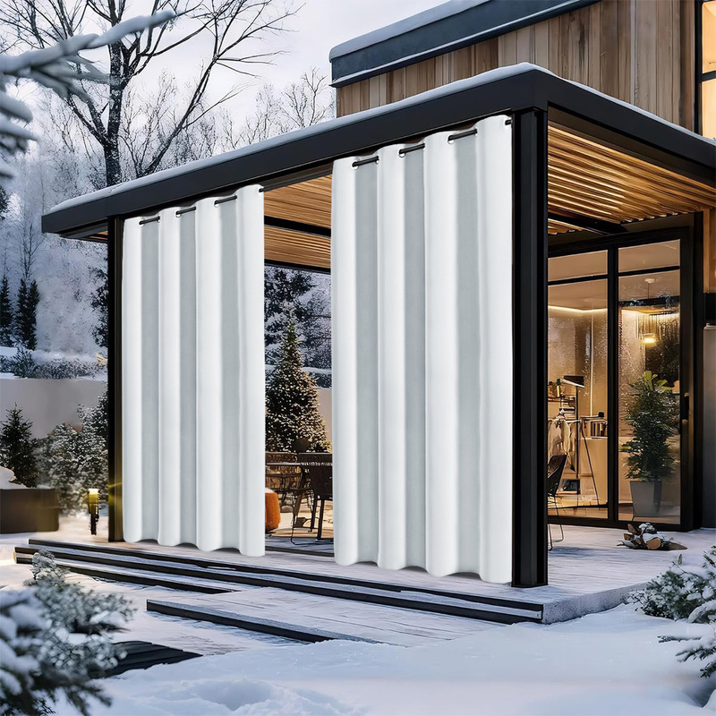 Amazon Cross-Border Pongee Outdoor Waterproof Curtains Fully Blackout Perforated Finished Curtains Shein Spot Manufacturer