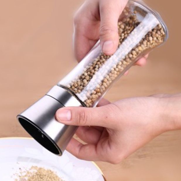 厂家供应胡椒粉花 粉咖啡研磨器手动磨粉器玻璃瓶不锈钢盖