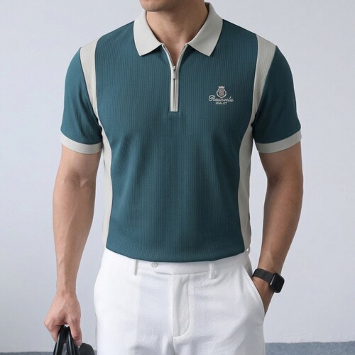2026 Summer Short-Sleeved T-Shirt for Men, Plus-Size, Loose-Fit, Zip-Neck, Extra-Large Polo Shirt for Oversized Individuals, Relaxed-Fit T-Shirt for Big Guys