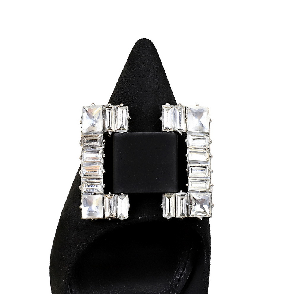9511-K75 European And American Style Banquet Stiletto Women's Suede Shallow Mouth Pointed Toe Square Rhinestone Single_vogvips.com