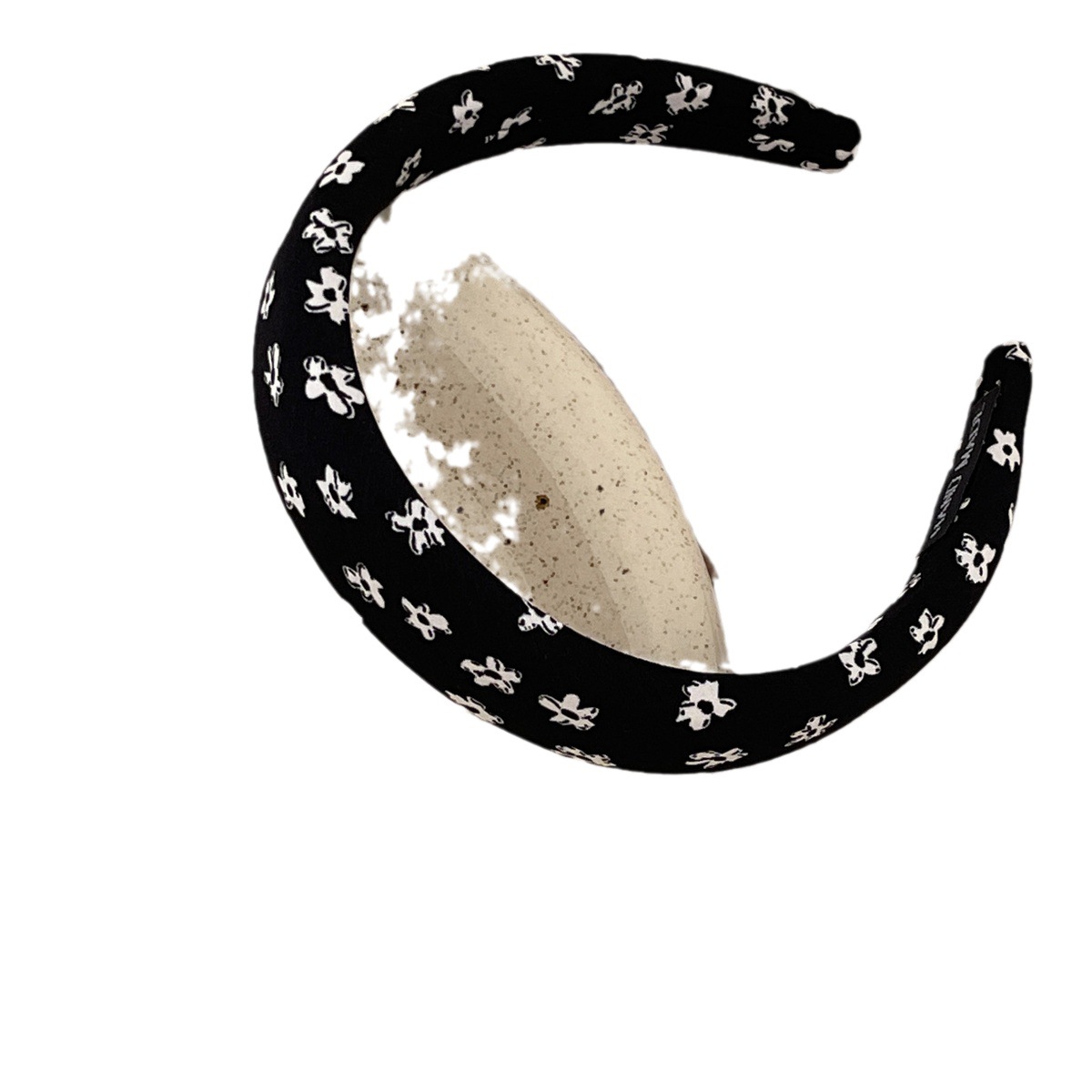 Bandeau à larges bords assorti de couleur noire et blanche rétro française pour femme, tempérament de début d'automne accru, haut de tête de mort, plaid floral, pressage des cheveux_voghion.com