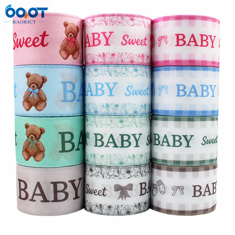 BABY Sweet Baby Bear Print Ribbon, Teddy Bear Bow Gift Wrapping Decorative Ribbon Factory