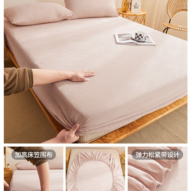 Nuevo estilo 2025 nuevo estilo sábana de algodón de una pieza cubierta protectora de colchón cubierta de cama juego de tres piezas de algodón lavado cuatro estaciones universal
