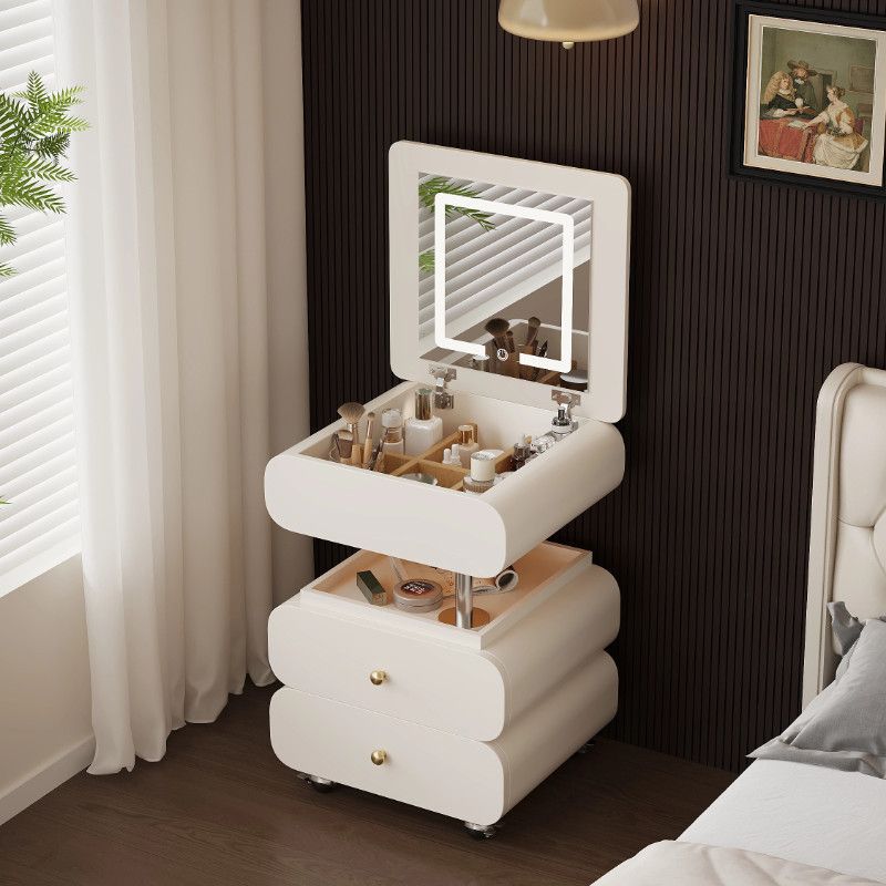 Flip-Top Solid Wood Dressing Table Modern Bedroom Removable Integrated Lifting Small Apartment Mini Dressing Table Bedside Table
