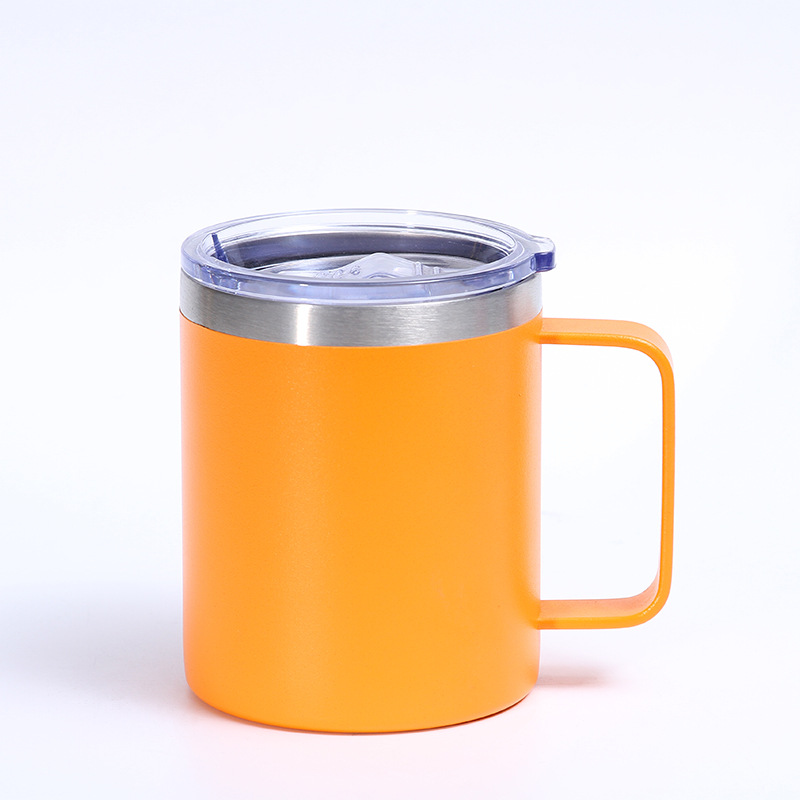 Nueva taza creativa de acero inoxidable de 12oz taza de café de doble capa con mango de oficina de negocios del hogar taza de vacío