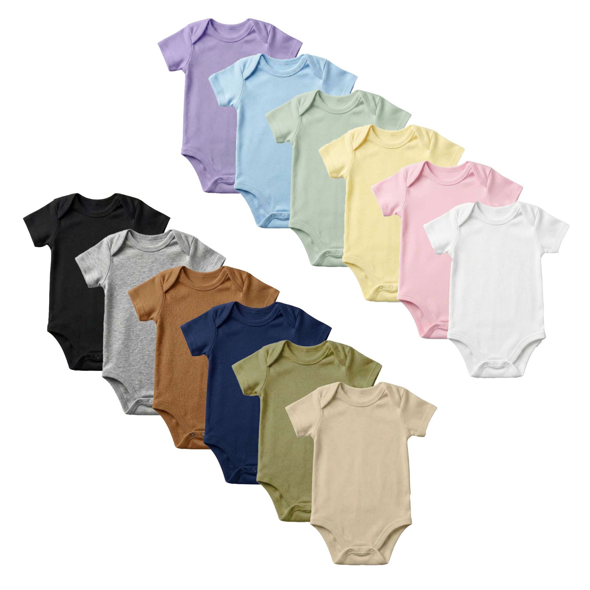 Cross-Border Cotton Romper Newborn Baby Crawling Clothes Envelope Collar Short-Sleeve Triangle Romper Breathable Solid Color