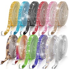 现货水钻条自粘钻多尺寸热熔胶DIY水钻亲背胶烫钻花边链条批发