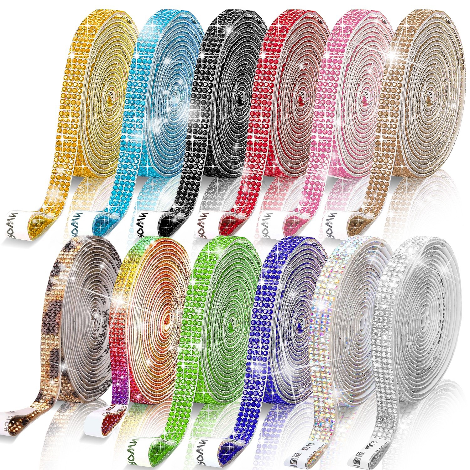 现货水钻条自粘钻多尺寸热熔胶DIY水钻亲背胶烫钻花边链条批发