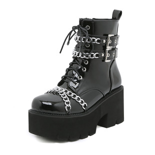 2023 cross-border Amazon new thick heel muffin thick bottom Martin boots autumn and winter waterproof table side zipper plus size boots