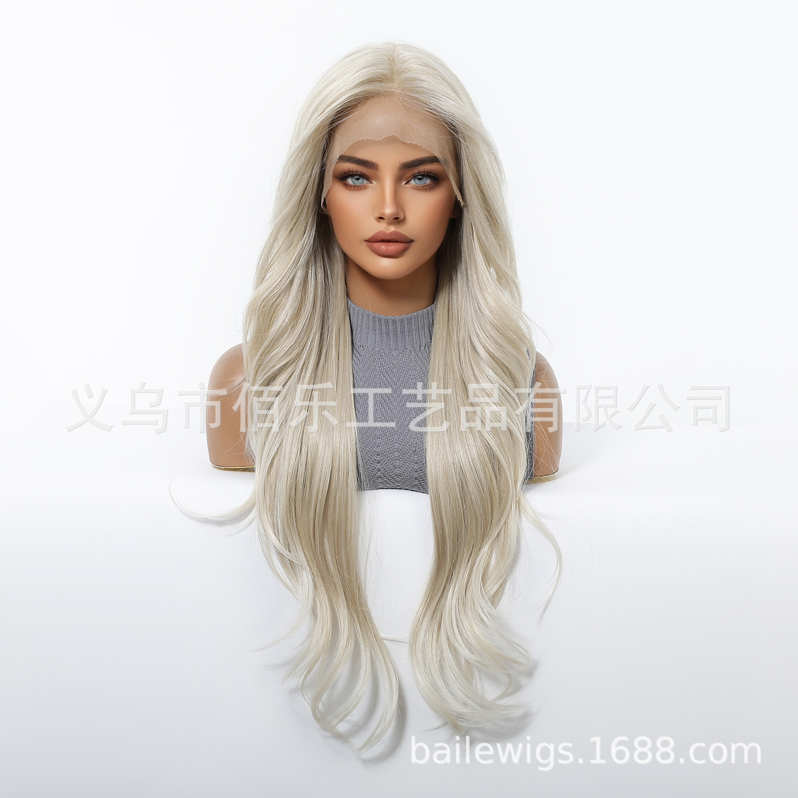 13 * 6 peluca de encaje de gran área 28 pulgadas cabello largo rizado blanco tejido a mano peluca cosidable