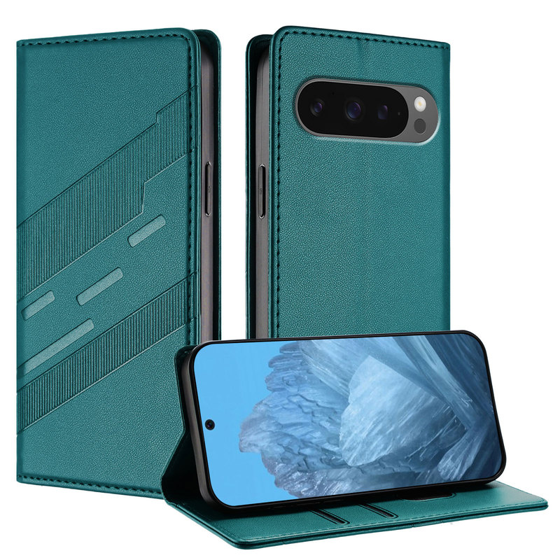 Suitable for Google 10A Magnetic Phone Case, Flip Cover with Card Slot, Embossed Wallet Case for Pixel 11 Pro XL
