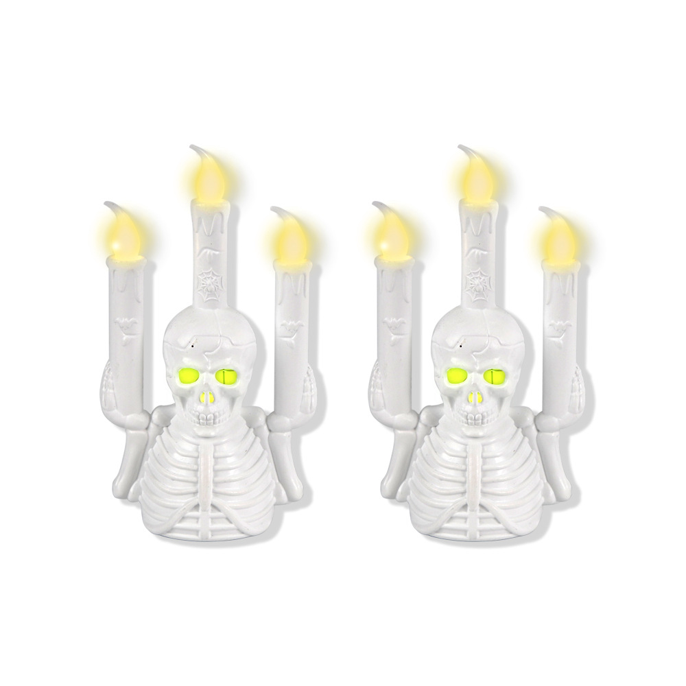 Nuevo Halloween cráneo luminoso candelabro fiesta fantasma bar ktv decoración de escritorio LED lámpara decoración de galleta