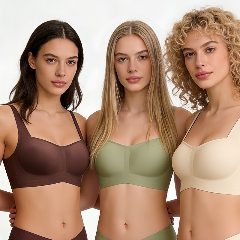 Women's Seamless Strapless Bra Foundation Smooth Soft Support Thin Jelly Square Neck Comfortable Underwear_voghion.com