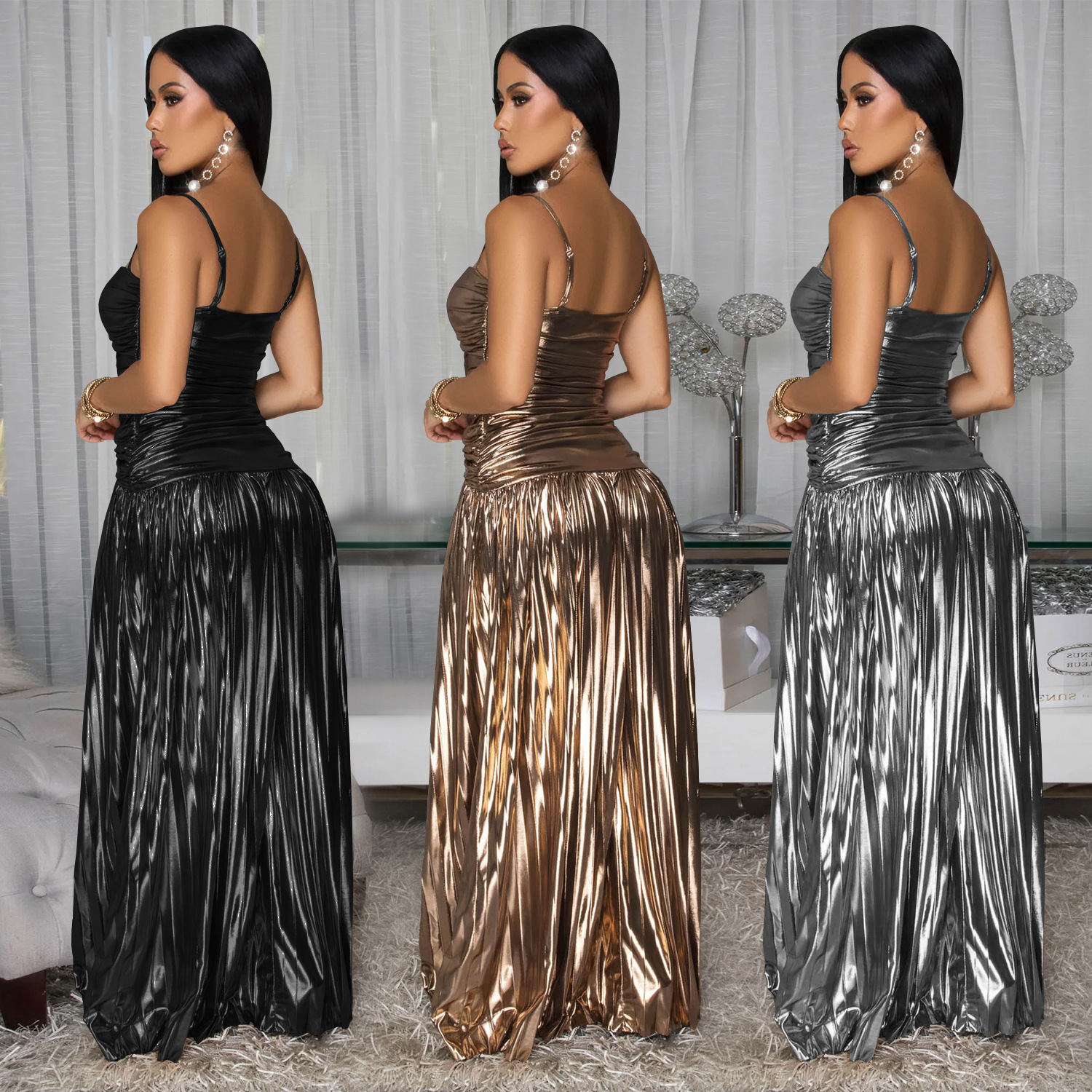 C7523 Aliexpress transfronterizo Amazon Europa y América de moda femenina sexy elegante vestido de baile flash