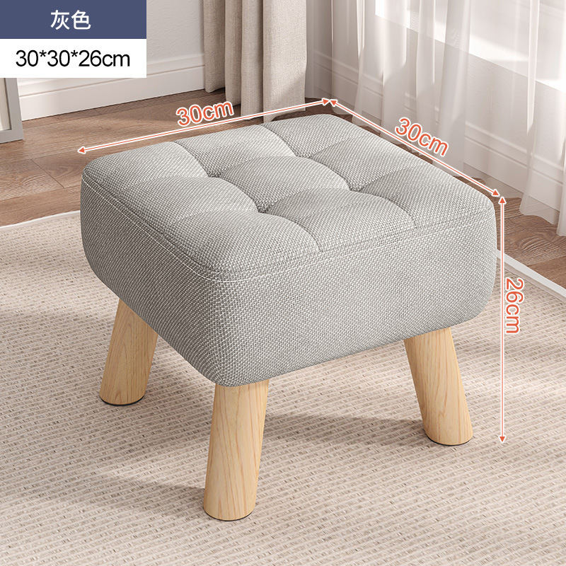 Taburete pequeño de madera maciza estilo corto para el hogar tela simple color cuadrado taburete bajo sala de estar banco pequeño sofá taburete para cambiar zapatos