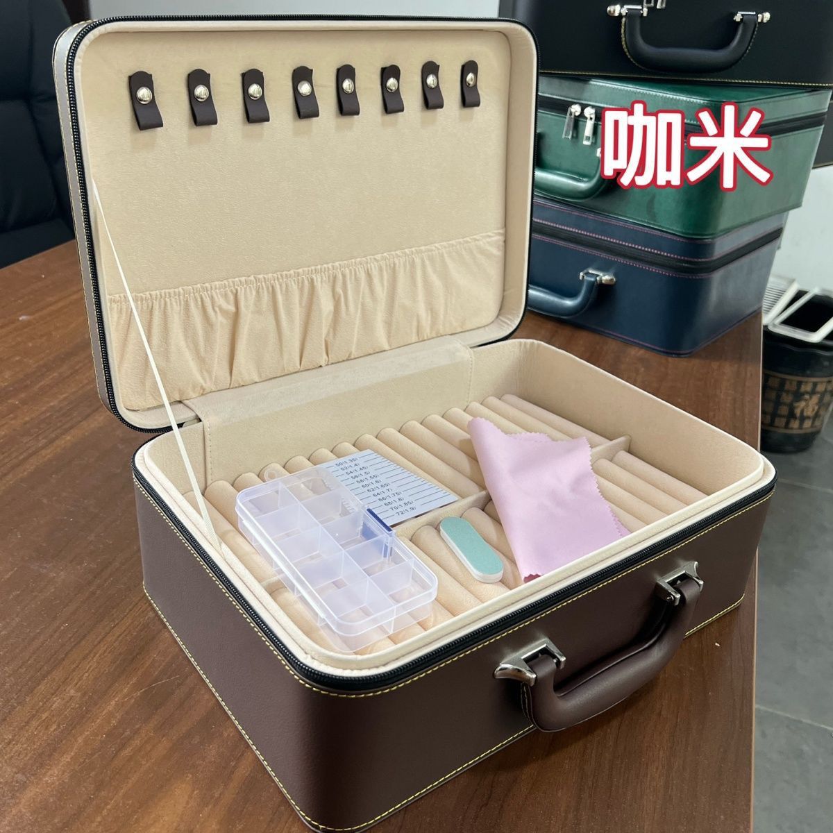 Brazalete caja de almacenamiento 15 dígitos brazalete caja de joyería jade jade caja de oro y plata caja de exhibición caja de joyería portátil caja doméstica