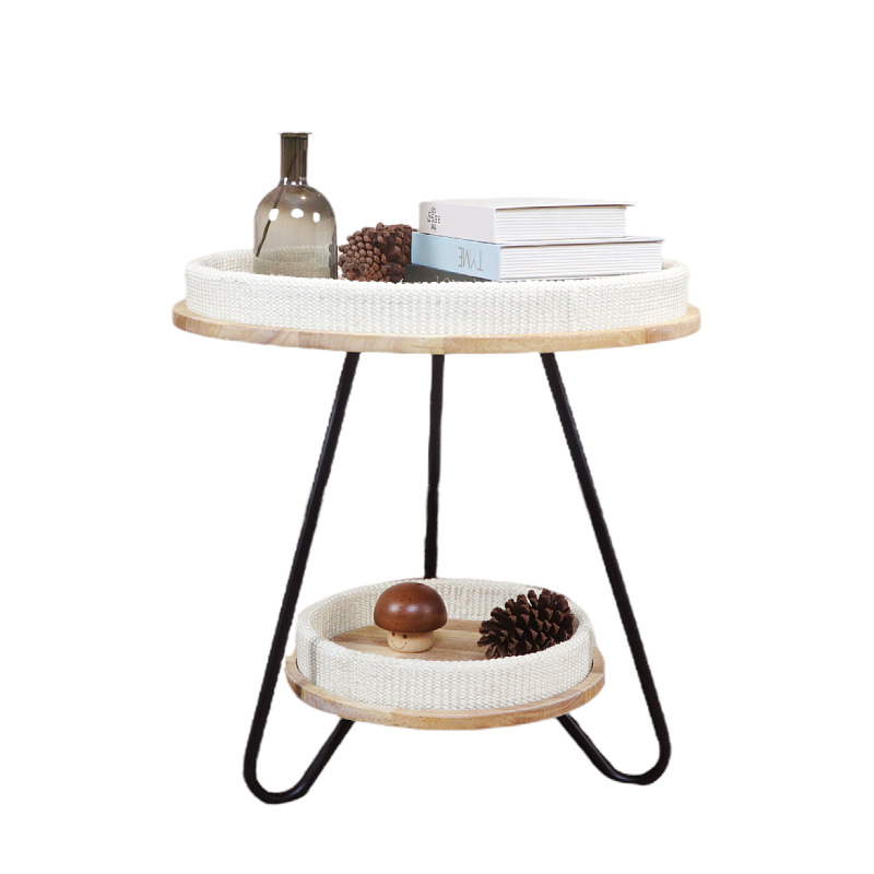 Nórdico simple redondo casero de dos pisos de lujo ligero sala de estar pequeña mesa de té hotel de alojamiento residencial sofá unas pocas mesas redondas