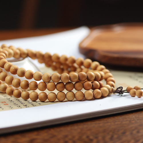 Natural Taihang Yaobai 108-Count Rosary Beads Bracelet Buddhist Prayer Beads Plain String Bracelet Aged Raw Material Novelty for Men and Women
