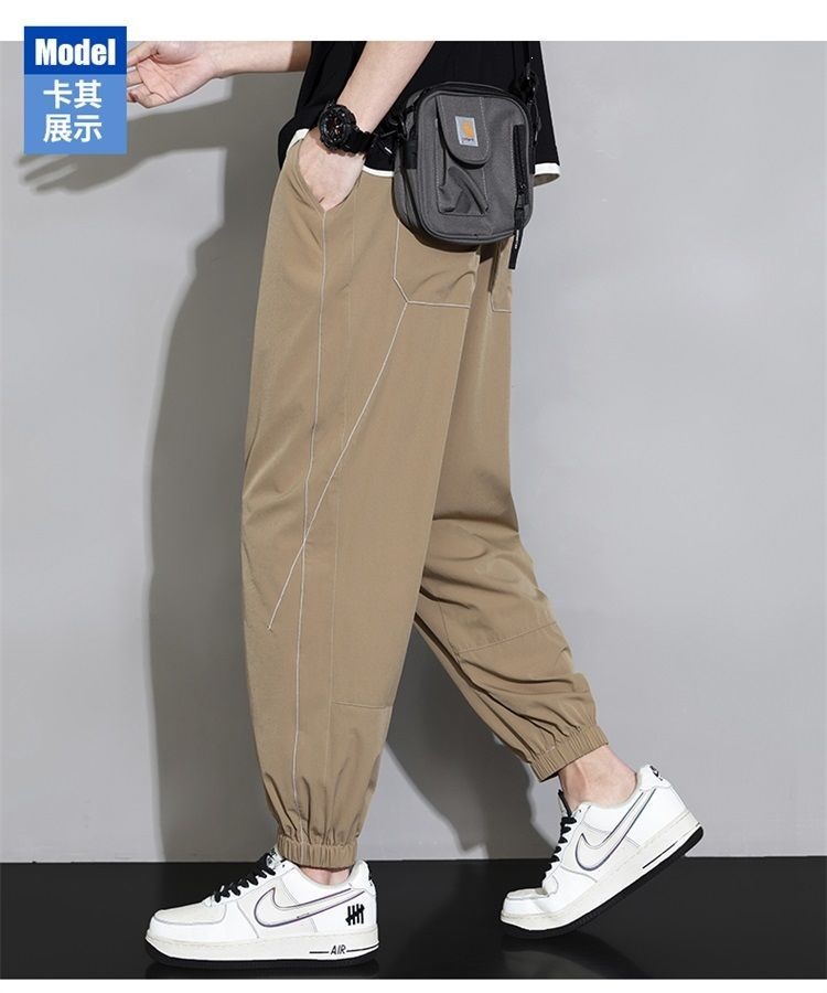 Quần jogger nam bo gấu dài ống bó, chất liệu băng lụa mỏng mùa hè, form rộng thùng thình, phong cách thể thao, nhiều size từ M đến 8XL — màu đen, màu xám đậm, màu kaki chi tiết 14