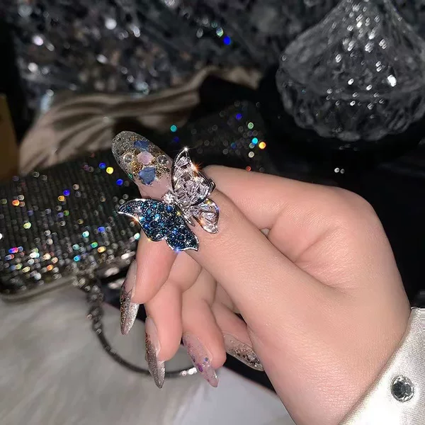Super Fairy Three-Dimensional Butterfly Opening Adjustable Ring Women's ins Trendy Light Luxury Niche Advanced Index Finger Cold Wind Ring