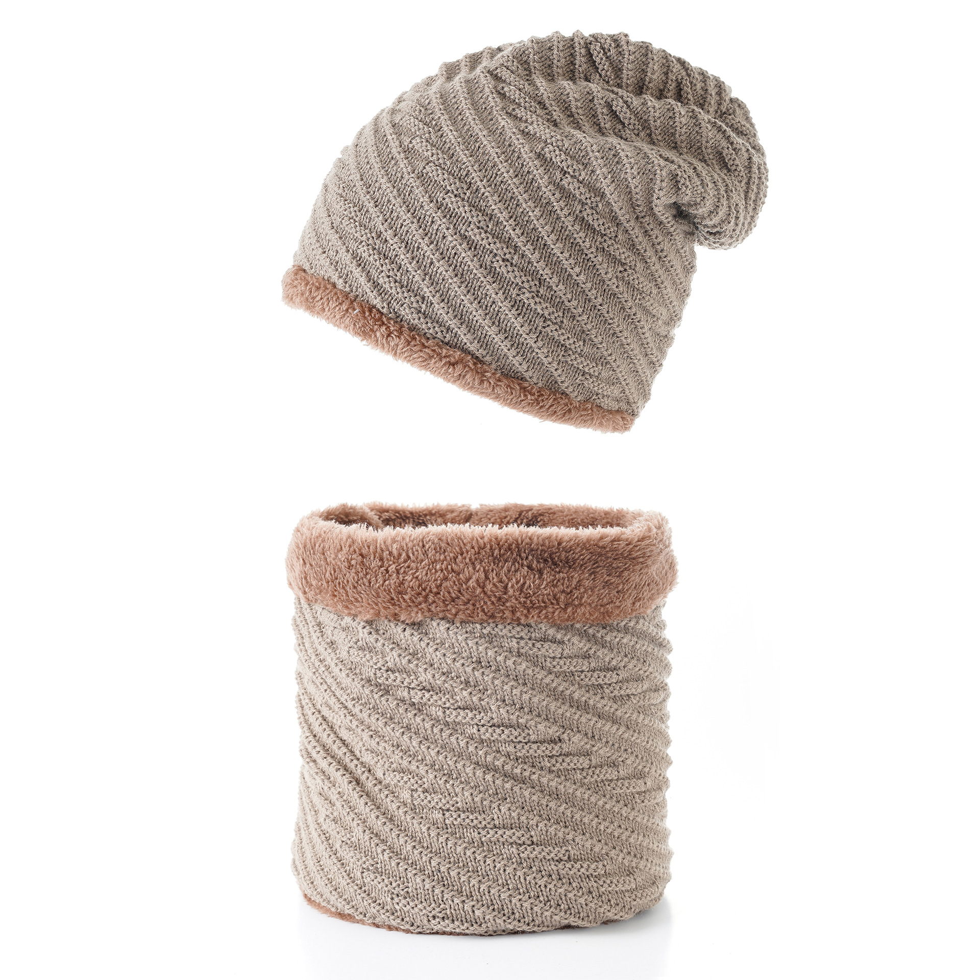 Otoño e Invierno con forro polar cálido sombrero de punto al aire libre sombrero de lana a prueba de frío sombrero de los hombres suéter sombrero bufanda traje de dos piezas image 2