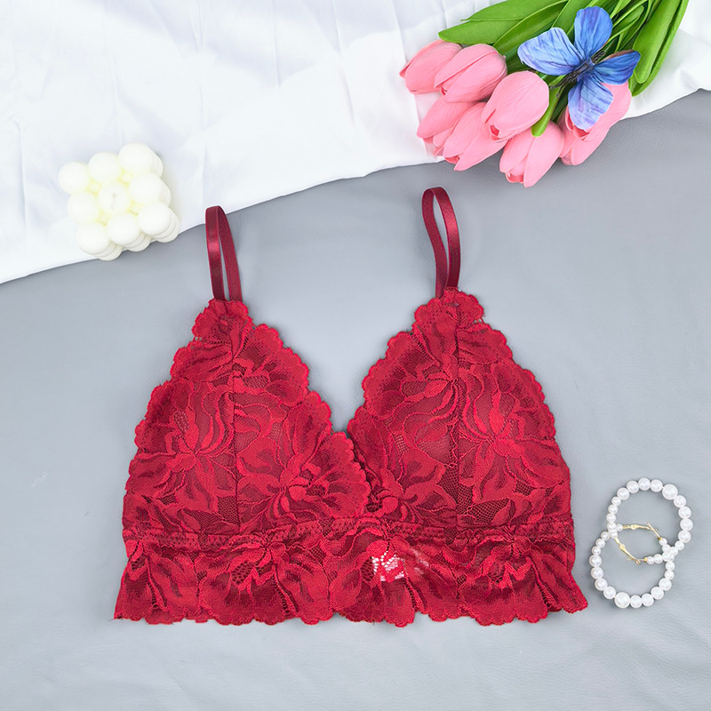 Transfronterizos Europa y América ropa interior de encaje de mujer sujetador de pecho pequeño sin anillo de acero ropa interior de pecho grande mostrando sujetador pequeño ropa interior de niñas delgada