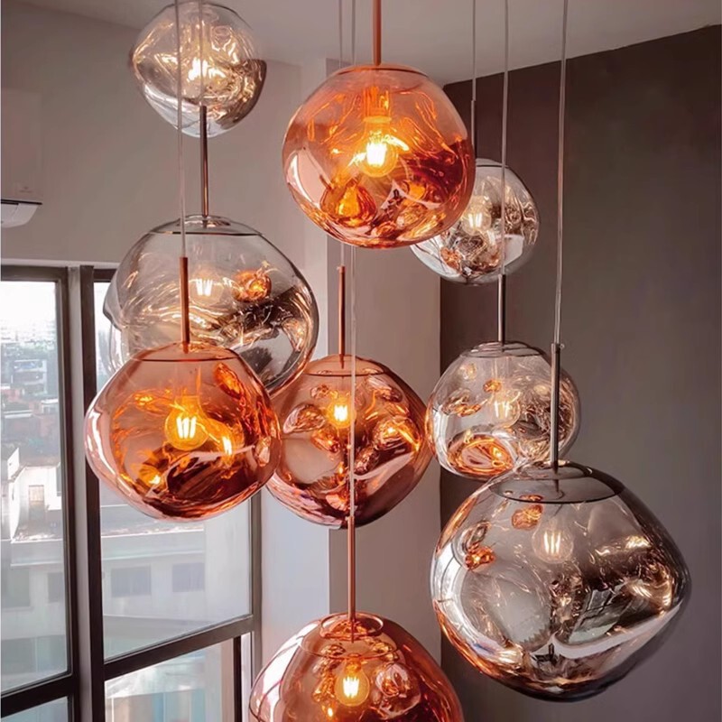 Lava Glass Chandelier Creative personality empty large living room loft chandelier restaurant Villa apartment engineering stair lamp