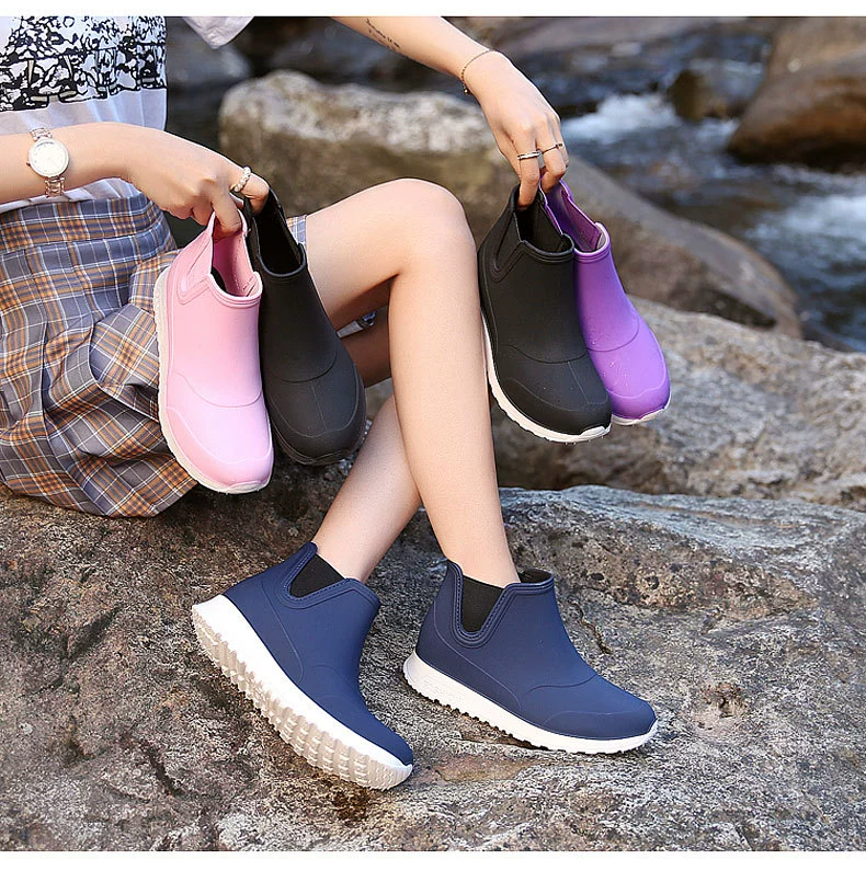 Трансграничные модные резиновые сапоги, женская красивая уличная одежда, Нескользящие резиновые сапоги, универсальная непромокаемая резиновая обувь, уличная Автомойка, нескользящая Водная обувь, женская