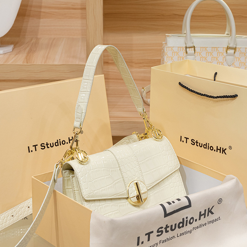Hong Kong Genuine Leather Small Square Handbag For Women 2025 New Summer Luxury Underarm Bag Trendy Shoulder Crossbody Bag - Thumbnail 6