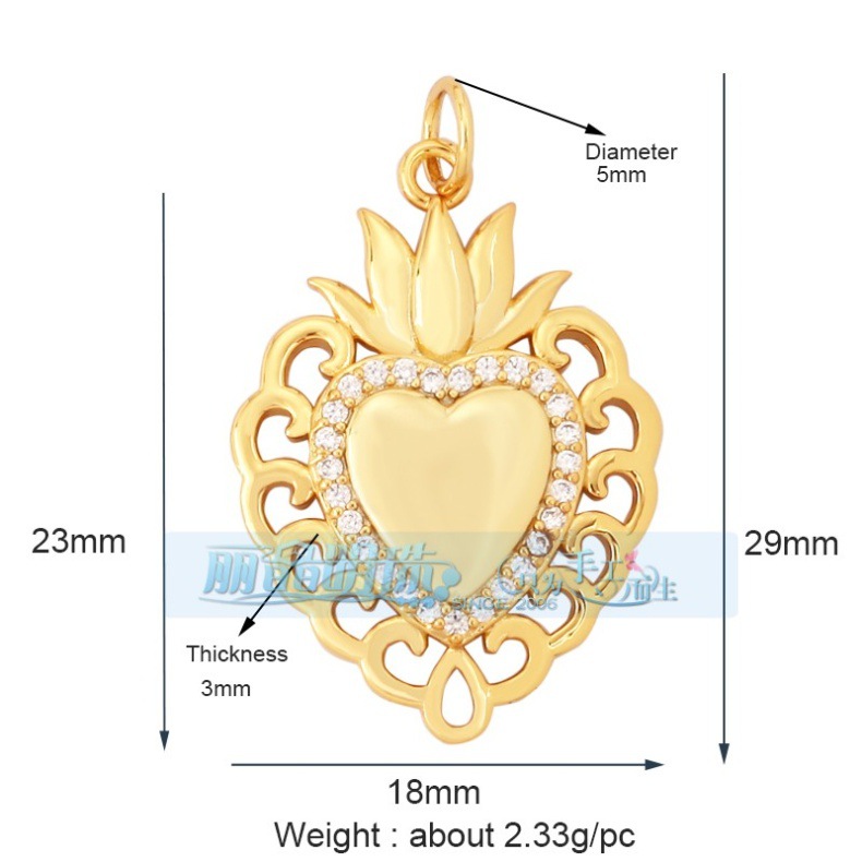 3g Weight Pendant Jewelry Making Type DIY Jewelry Accessories Classification 1 Piece Quantity Copper Material Heart Shape Pattern Hip-Hop, Vintage Style Style 1 Piece Copper Heart Shape Pendant 25